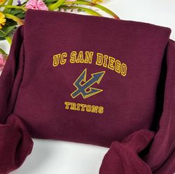 uc san diego tritons embroidered crewneck, ncaa embroidered sweatshirt, embroidered sport hoodie, unisex tshirt