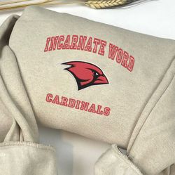 incarnate word cardinals embroidered crewneck, ncaa embroidered sweatshirt, embroidered sport hoodie, unisex tshirt