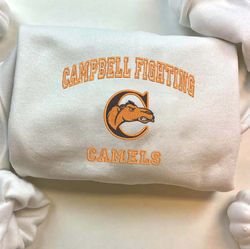 ncaa campbell fighting camels embroidered crewneck, ncaa embroidered sweatshirt, embroidered sport hoodie, unisex tshirt