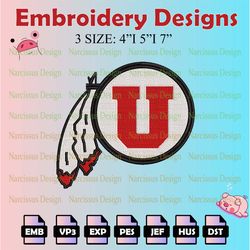 ncaa utah utes embroidery file, 3 sizes, 6 formats, ncaa machine embroidery design, ncaa logo, ncaa teams