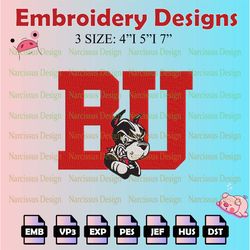 ncaa boston university terriers embroidery file, 3 sizes, 6 formats, ncaa machine embroidery design, ncaa logo