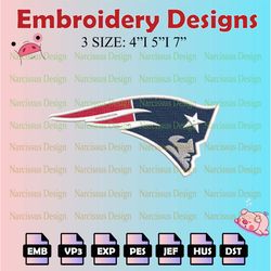 nfl new england patriots logo embroidery files, nfl embroidery designs, machine embroidery pattern, digital download