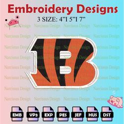 nfl cincinnati bengal logo embroidery files, nfl bengal embroidery designs, machine embroidery pattern, digital download