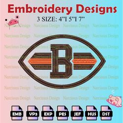 nfl cleveland browns logo embroidery files, nfl browns embroidery designs, machine embroidery pattern, digital download