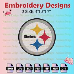 nfl pittsburgh steelers logo embroidery files, nfl embroidery designs, machine embroidery pattern, digital download