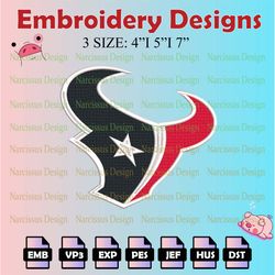nfl houston texans logo embroidery files, nfl texans embroidery designs, machine embroidery pattern, digital download