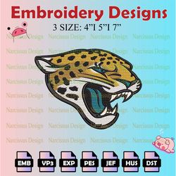 nfl jacksonville jaguars logo embroidery files, nfl embroidery designs, machine embroidery pattern, digital download