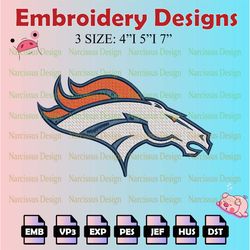 nfl denver broncos logo embroidery files, nfl broncos embroidery designs, machine embroidery pattern, digital download