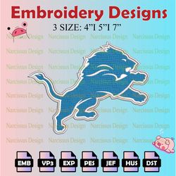 nfl detroit lions logo embroidery files, nfl lions embroidery designs, machine embroidery pattern, digital download