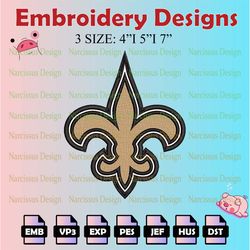 nfl new orleans saints logo embroidery files, nfl saints embroidery designs, machine embroidery pattern,digital download