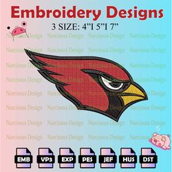 nfl arizona cardinals logo embroidery files, nfl arizona embroidery designs, machine embroidery pattern,digital download