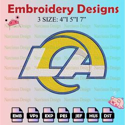 nfl los angeles rams logo embroidery files, nfl rams embroidery designs, machine embroidery pattern, digital download