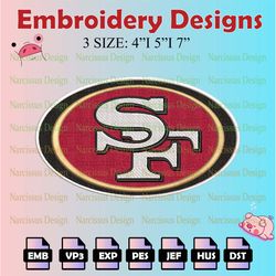 nfl san francisco 49ers logo embroidery files, nfl 49ers embroidery designs, machine embroidery pattern,digital download