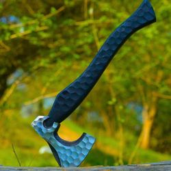 viking axe made of damascus steel with a rosewood shaft, a custom-made gift axe that would make a perfect present for hi