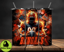 cincinnati bengals  tumbler wrap, crack hole design, logo nfl football, sports tumbler png, tumbler design by enloe shop