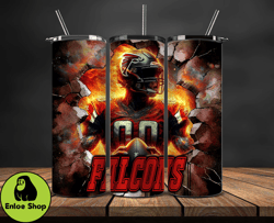 atlanta falcons tumbler wrap, crack hole design, logo nfl football, sports tumbler png, tumbler design by enloe shop sto