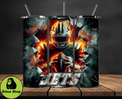 new york jets tumbler wrap, crack hole design, logo nfl football, sports tumbler png, tumbler design by enloe shop store