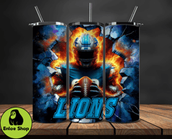 detroit lions tumbler wrap, crack hole design, logo nfl football, sports tumbler png, tumbler design by enloe shop store