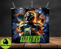 seattle seahawks tumbler wrap, crack hole design, logo nfl football, sports tumbler png, tumbler design by enloe shop st