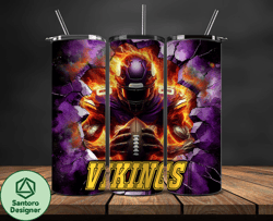 minnesota vikings tumbler wrap, crack hole design, logo nfl football, sports tumbler png, tumbler design by santoro desi