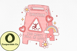 Retro Valentine Caution PNG Sublimation Design 100