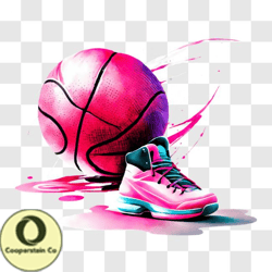 sleek pink and black basketball png design 43