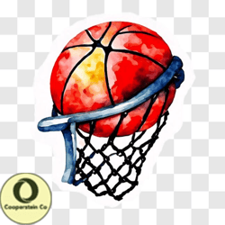 basketball hoop with red ball hanging png design 46