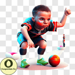 cartoon child playing basketball png design 104