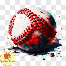 Baseball with Patriotic Design PNG Design 06