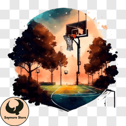 scenic basketball court with hoop and backboard png design 273