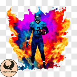 colorful football player with smoke and flames png design 312