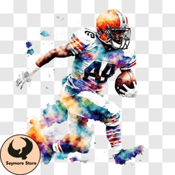 cleveland browns football player with watercolor splashes png design 324