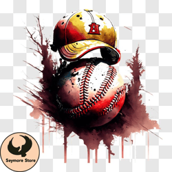 dirty and worn baseball with cap and unknown logo png33
