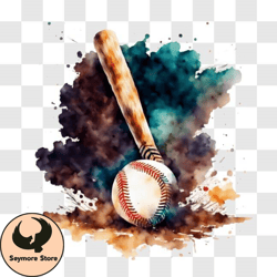 abstract baseball artwork with watercolor background png