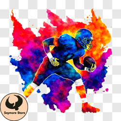 colorful american football player painting png