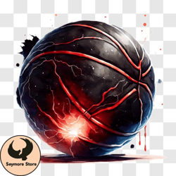 black basketball with red splatters png