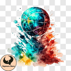 colorful basketball ball art piece png
