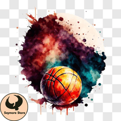 inspirational basketball poster with colorful paint splashes png