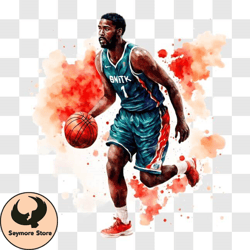 colorful basketball player dribbling with paint splashes png