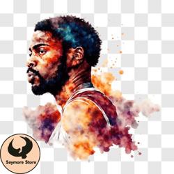 colorful watercolor painting of basketball player png