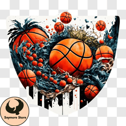 basketball game with splashes of paint png