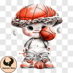 cartoon character playing basketball with orange mushroom hat png