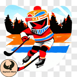 cartoon ice hockey player enjoying outdoor skating png