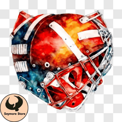 artistic watercolor painting of hockey goalies helmet png