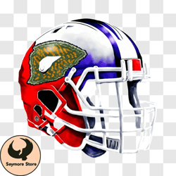 decorative football helmet in red, white, and blue png