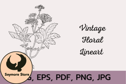 vintage floral line art