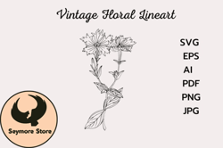 vintage flower drawing clipart