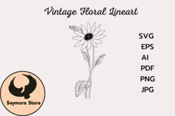 vintage flower drawing clipart