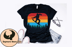 vintage sunset snowboarding design