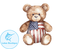 watercolor 4th of july teddy bear design 02